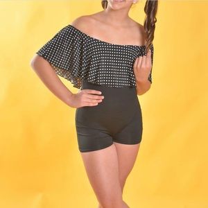 Strapless polka dot jumpsuit